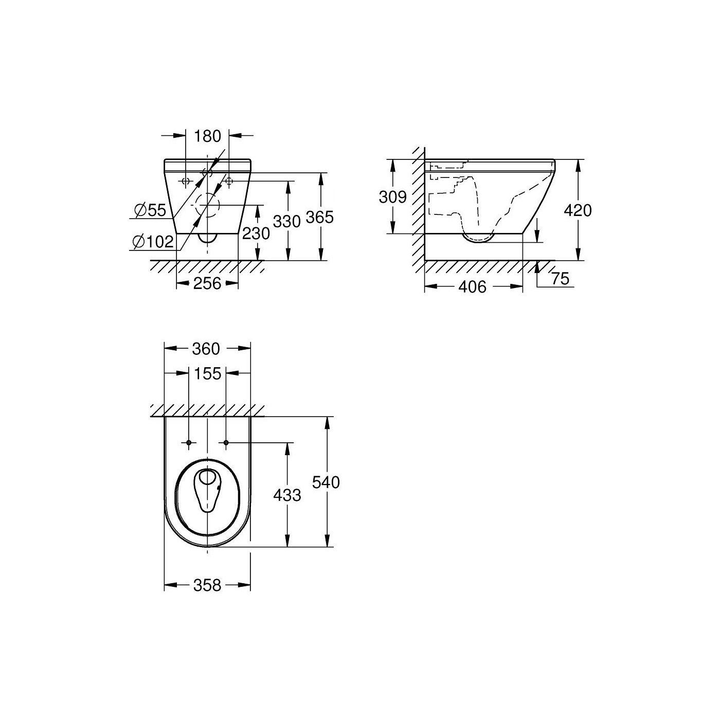 Miska WC Wisząca Długa 54cm Euro 2.0 Biel Alpejska 102485SH00 Grohe