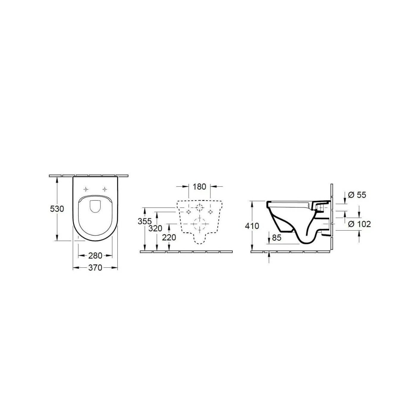 Miska WC Wisząca Architectura Z Powłoką CeramicPlus 37x53 Alpin Weiss 5684R0R1 Villeroy&Boch