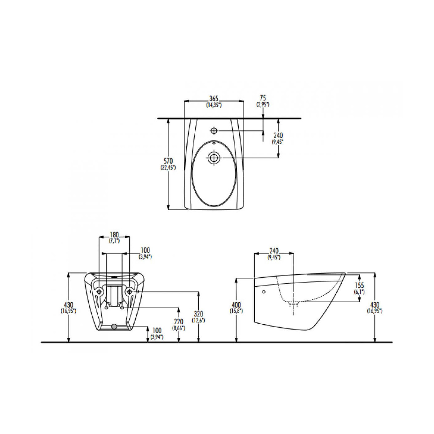 Bidet Podwieszany Shift C65401 Palazzani