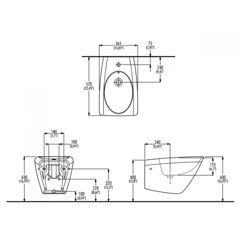 Bidet Podwieszany Shift C65401 Palazzani