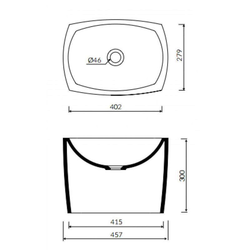 Umywalka Nablatowa Isar 45x30 597040020010 Marmorin