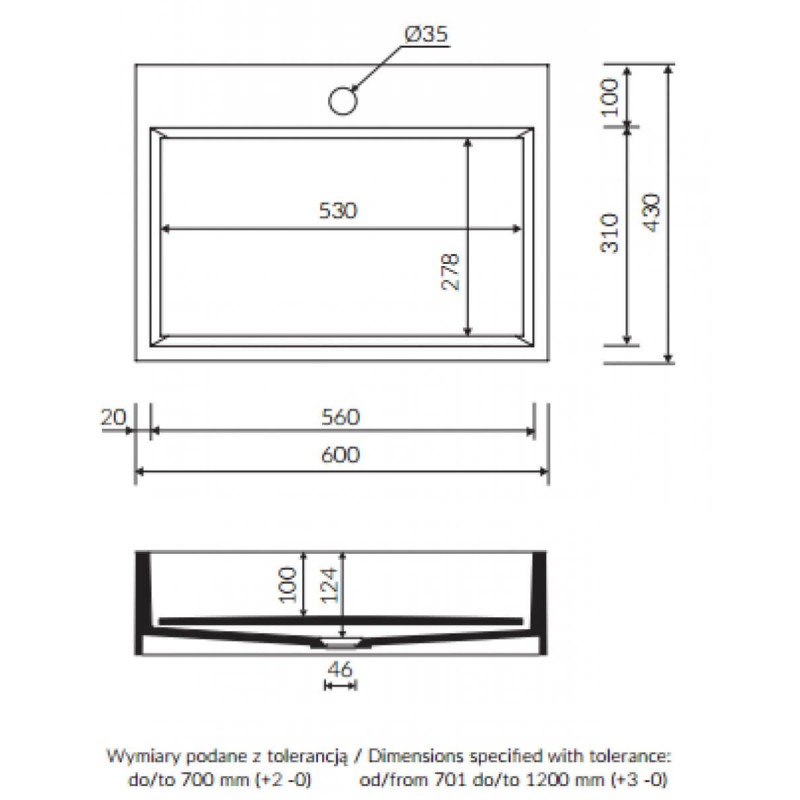 Umywalka Nablatowa Modico 60 cm 350060020010 Marmorin