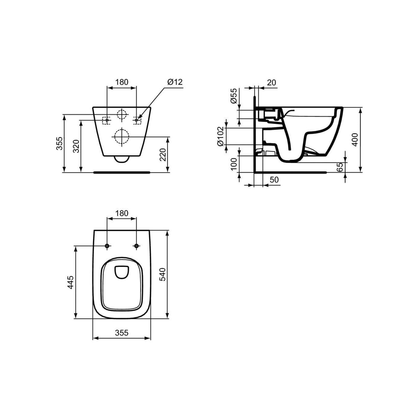 Miska Wisząca Rimless I.Life Z Deską Wolnoopadającą Slim T461401+T500301 Ideal Standard