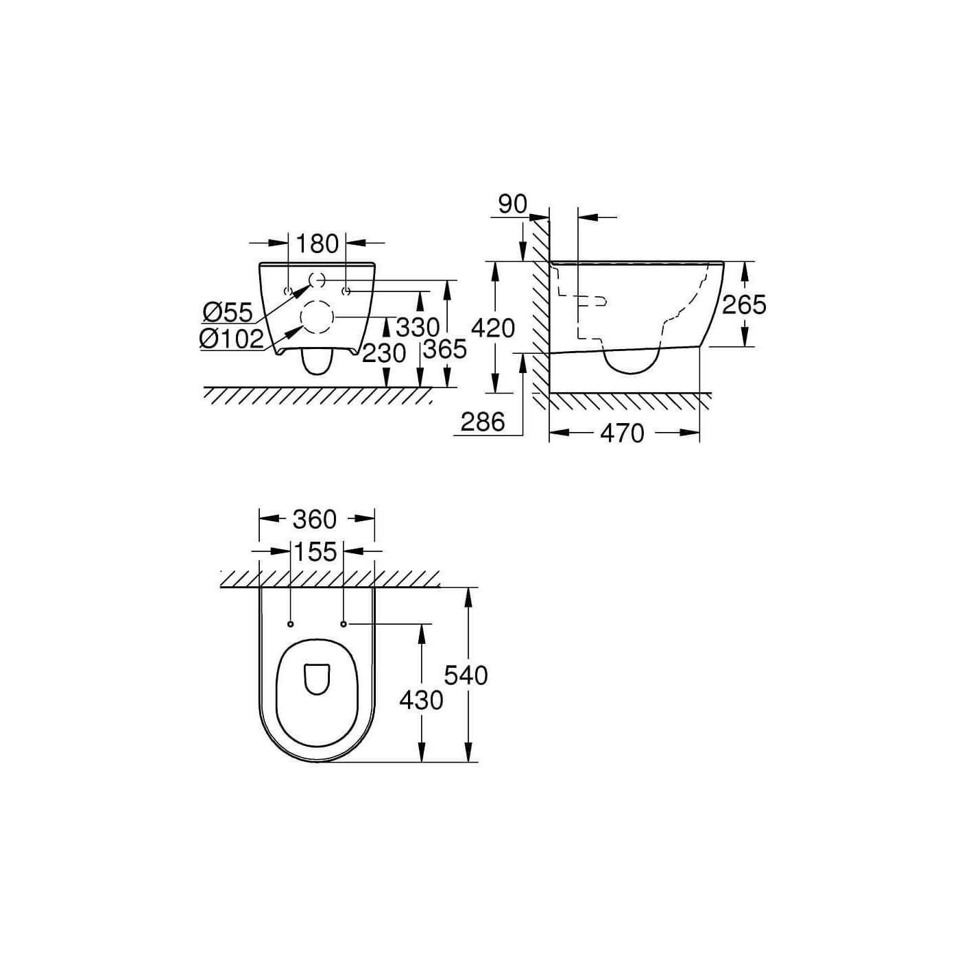 Miska WC Wisząca Essence 3957100H 54x36 Z Deską Wolnoopadającą Essence 39577001 Grohe