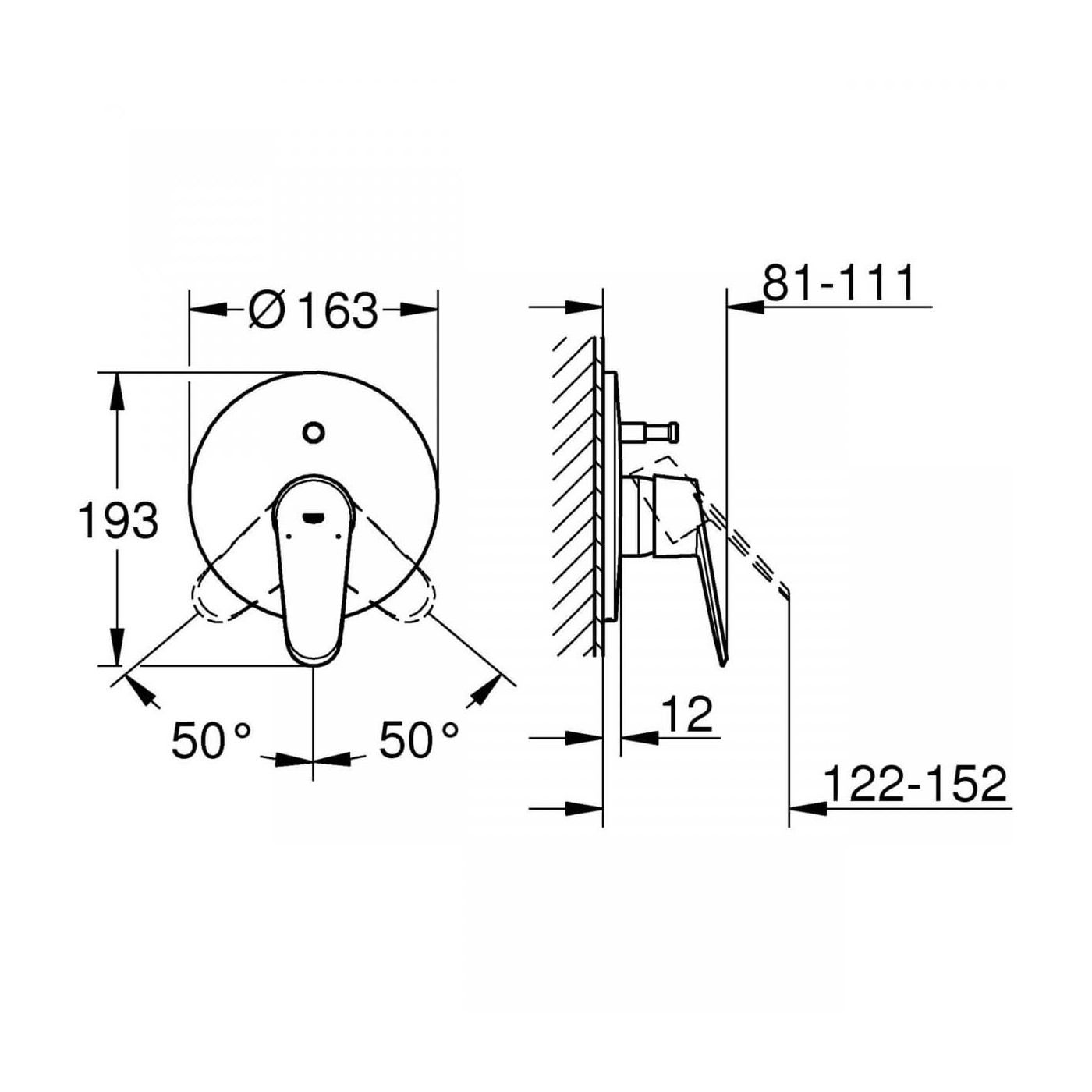 Bateria Podtynkowa Wannowo-Prysznicowa Eurodisc Joy 19548002 Grohe