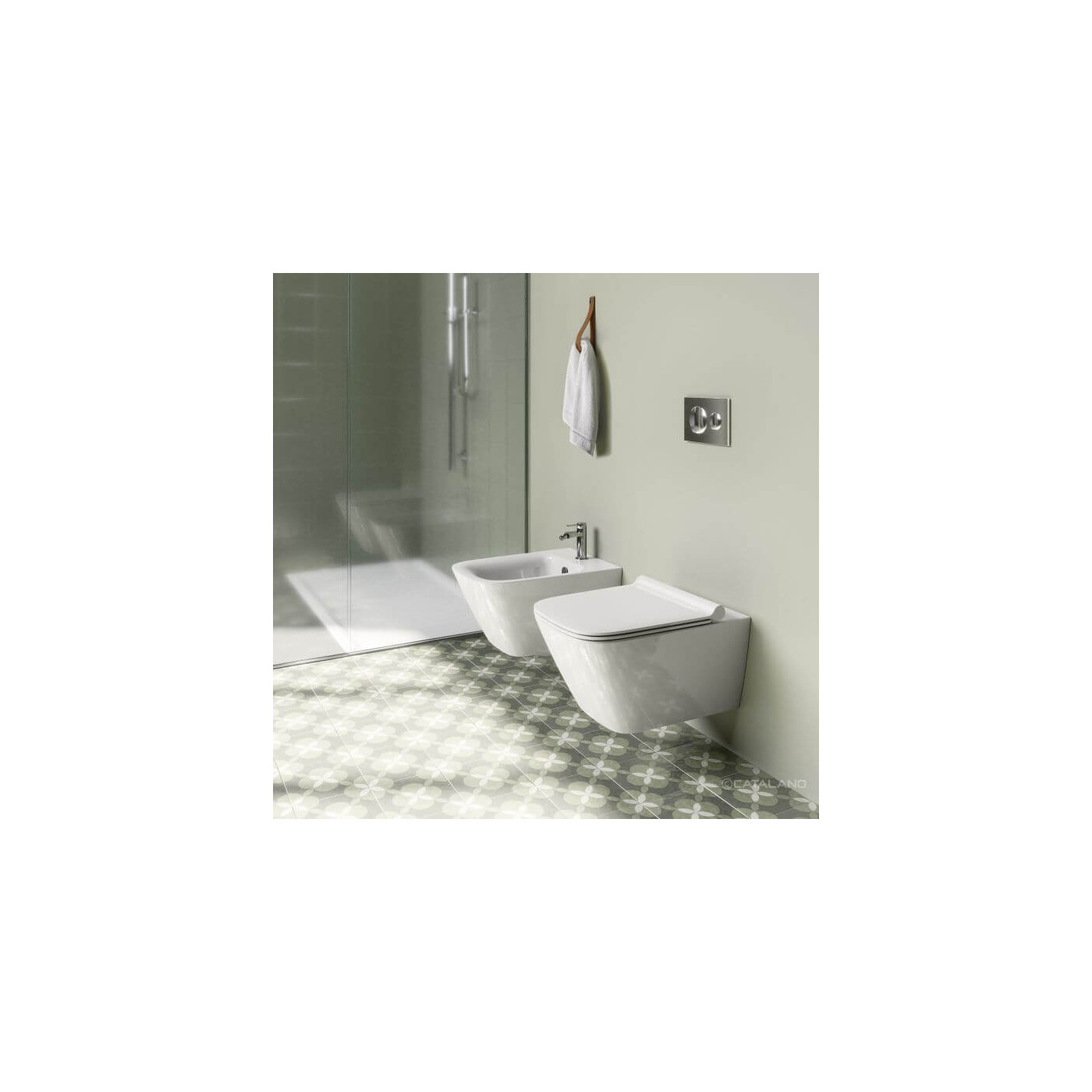 Miska Wisząca WC Z Deską WC Green Biały Połysk 50x37 1VS50RGR00+5KFST00+5GR55STP00 Catalano