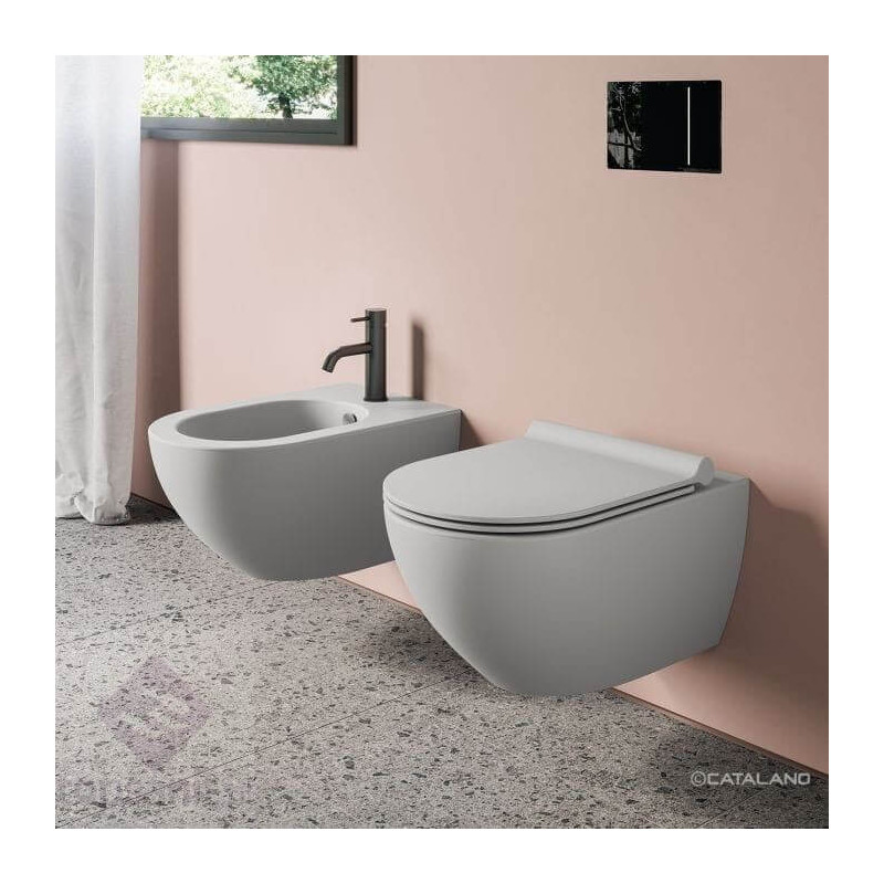 Miska Z Deską Wolnoopadającą Colori Szary Mat 54x35 1VSF54RCS+KFST00+5SCSTPCS Catalano
