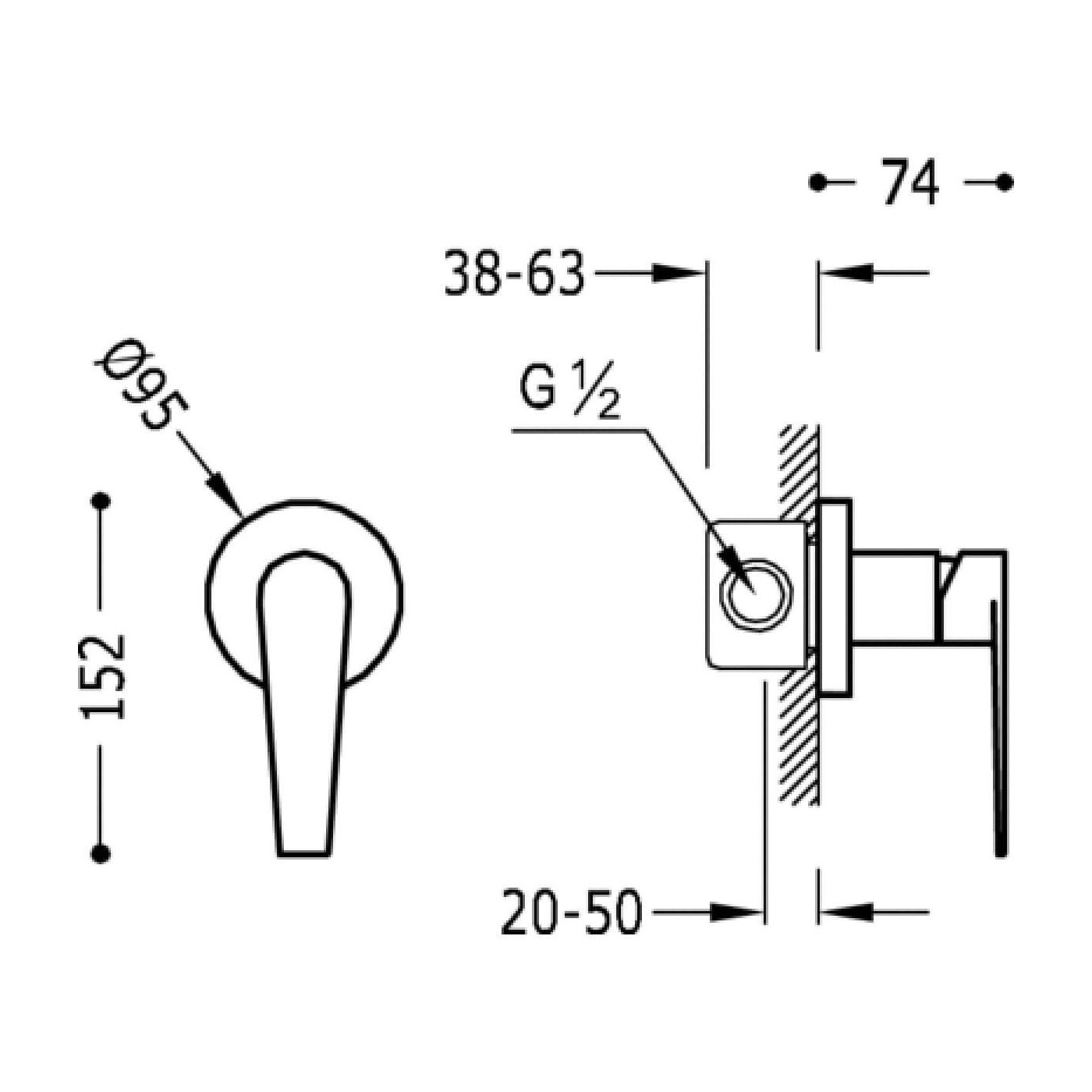 Bateria Prysznicowa Podtynkowa Class 20517701 Tres