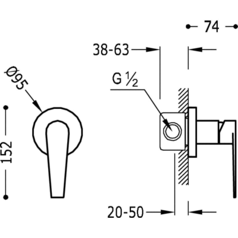 Bateria Prysznicowa Podtynkowa Class 20517701 Tres