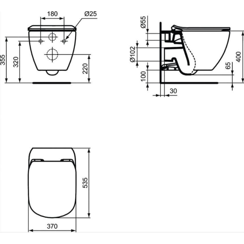 Miska WC Podwieszana Tesi AquaBlade Z Deską Wolnoopadającą T007901+T352701 Ideal Standard