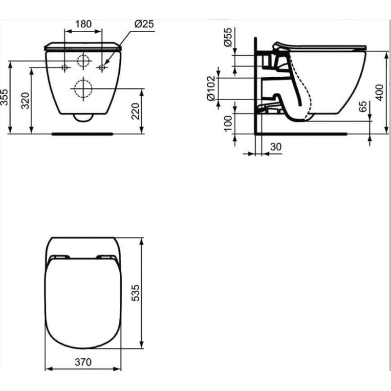 Miska WC Podwieszana Tesi AquaBlade Z Deską Wolnoopadającą Czarny Mat T0079V3+T3527V3 Ideal Standard