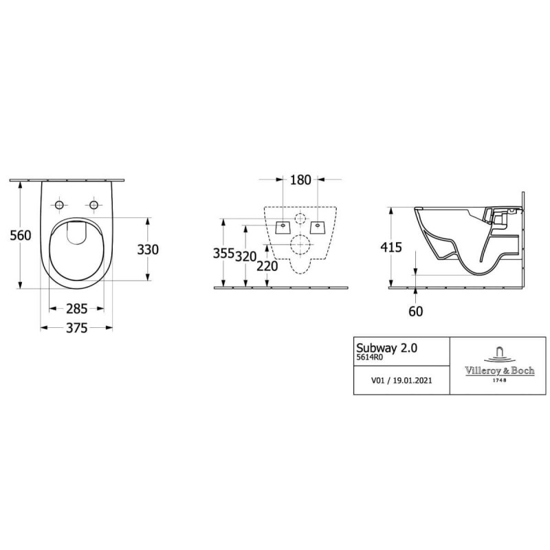 Miska WC Subway 2.0 Direct Flush Weiss Alpin 5614R001+ 8M42S101 Villeroy&Boch