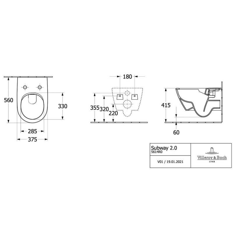Miska WC Subway 2.0 Z Deską Wolnoopadającą CeramicPlus 5614R0R1+ 8M42S101 Villeroy&Boch