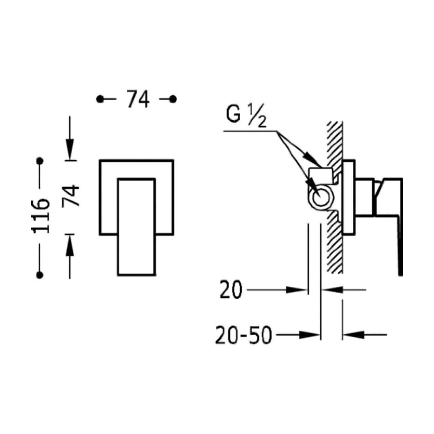Bateria Prysznicowa Podtynkowa Cuadro 106177 Tres