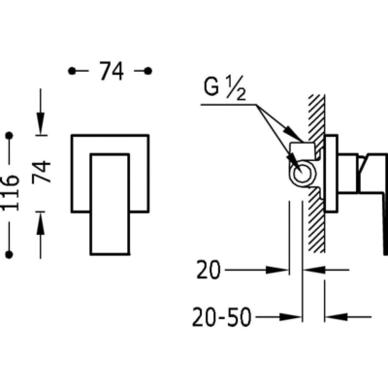 Bateria Prysznicowa Podtynkowa Cuadro 106177 Tres