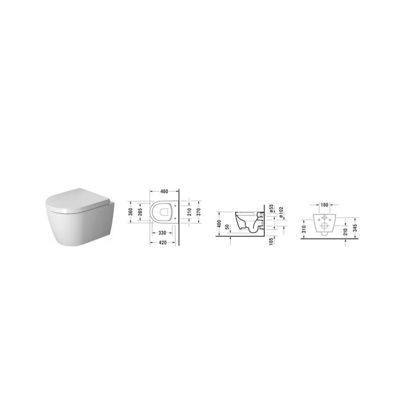 Miska WC Rimless Me By Starck 37x48 Z Deską Wolnoopadającym 2530090000+0020190000 Duravit
