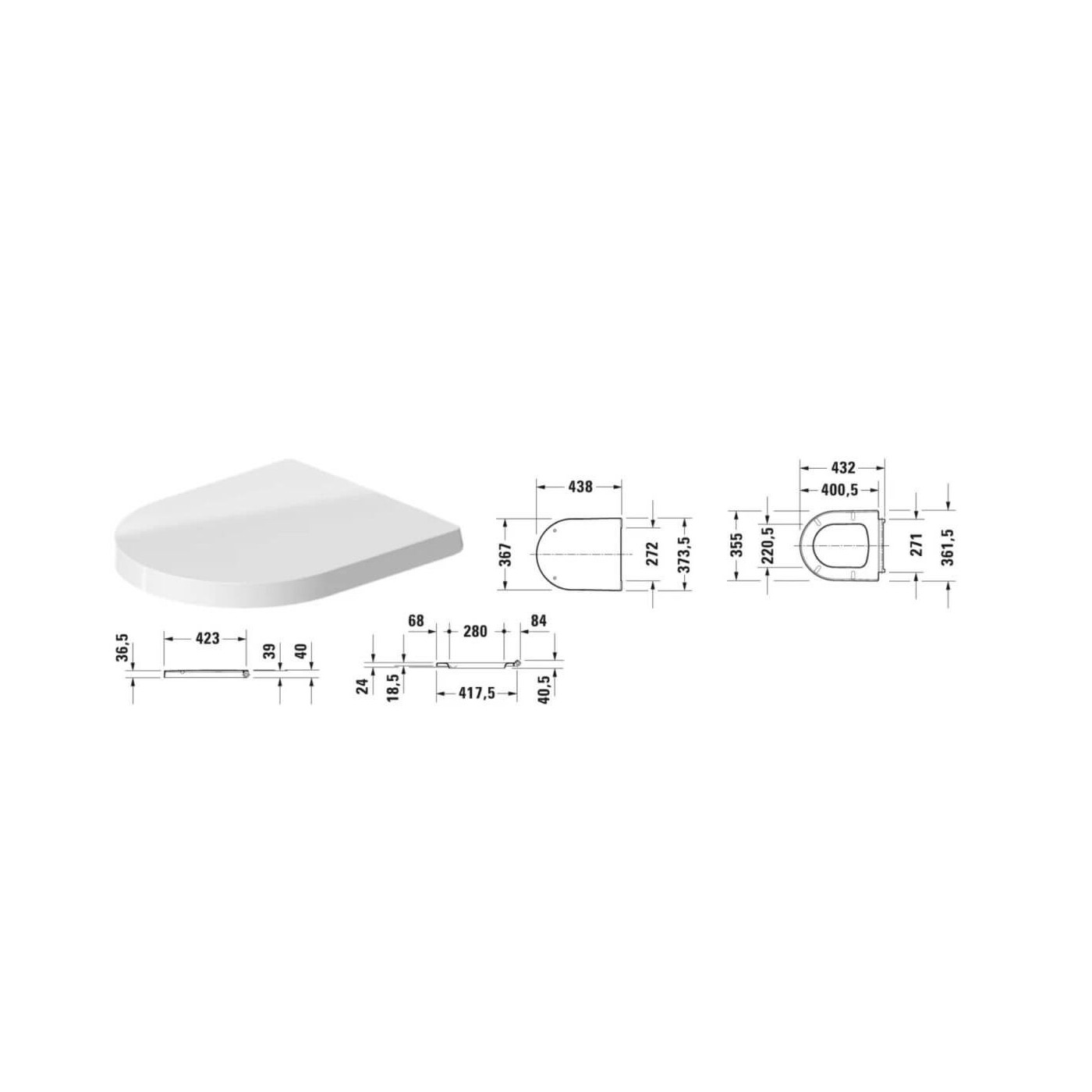 Miska WC Rimless Me By Starck 37x48 Z Deską Wolnoopadającym 2530090000+0020190000 Duravit