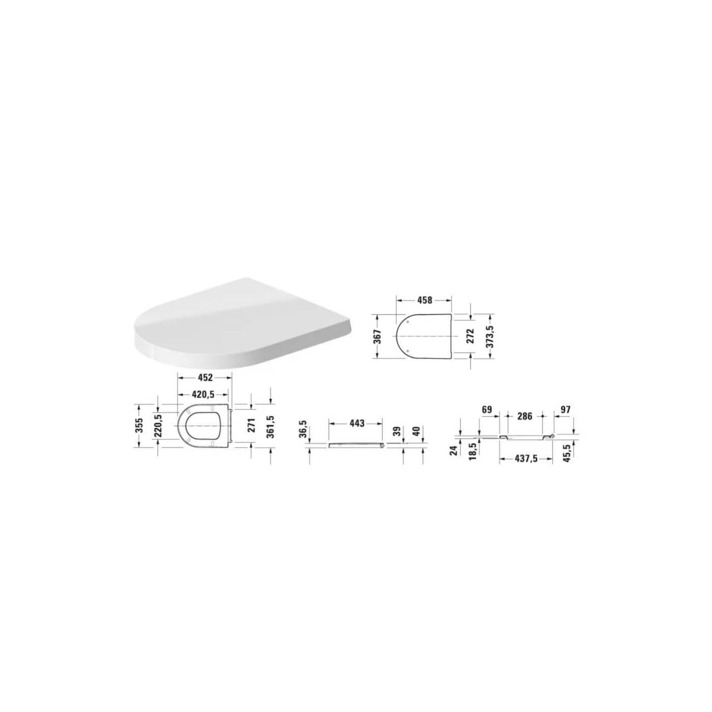 Miska WC Rimless Me By Starck 57x37 Z Deską Wolnoopadającą 2529090000+0020090000 Duravit
