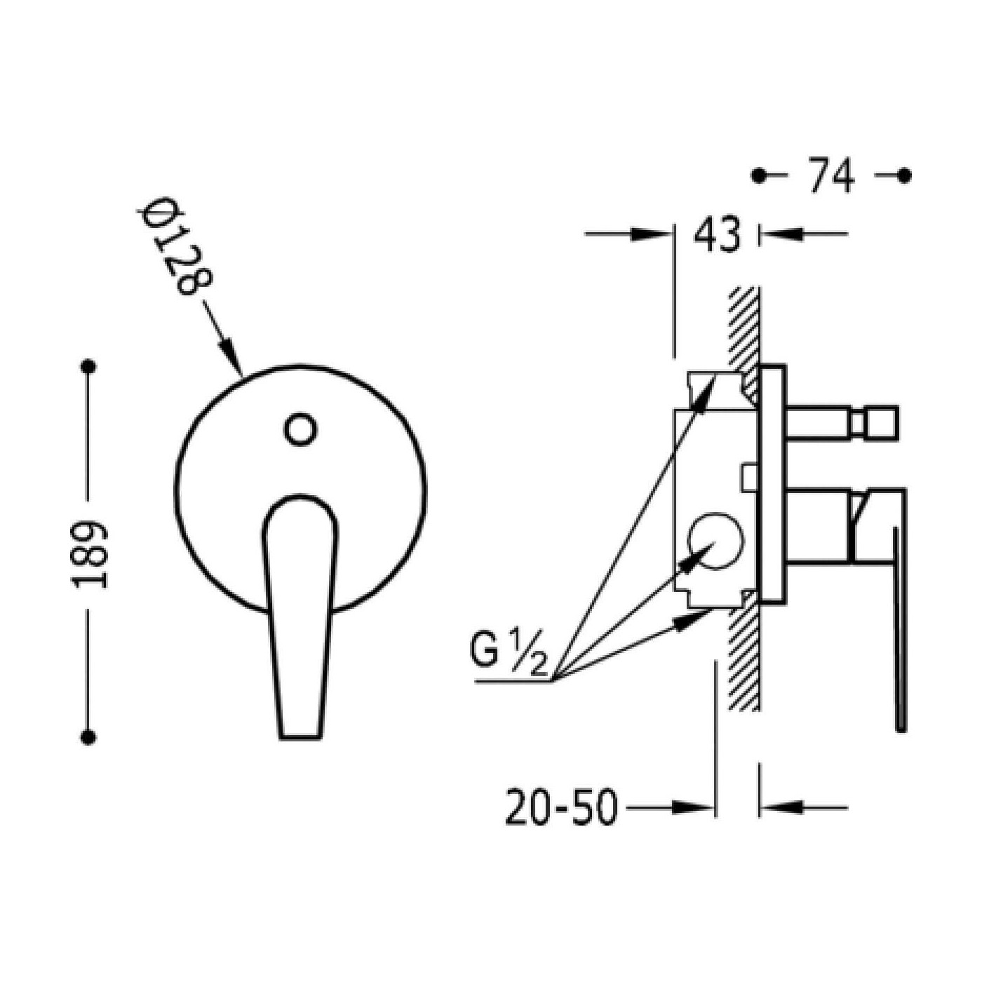 Bateria Prysznicowa Podtynkowa Class 20518001 Tres