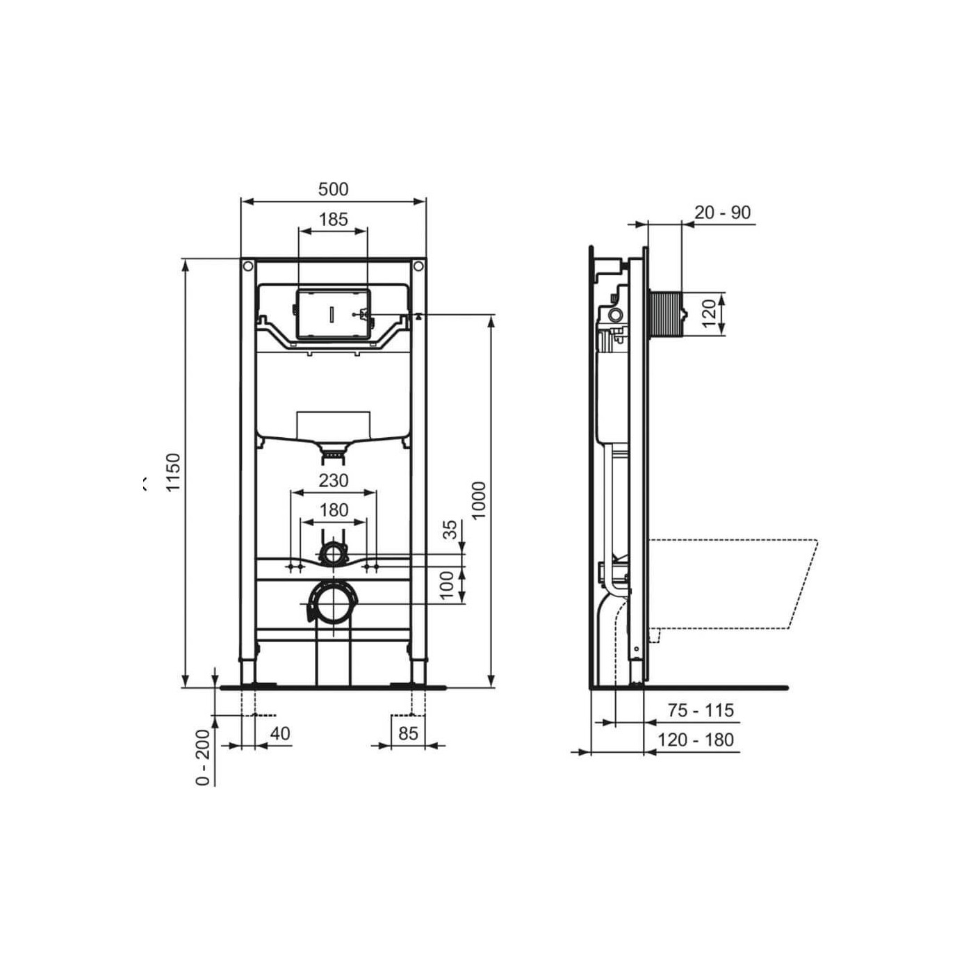 Stelaż Podtynkowy Prosys + Przycisk Biały R020467 + R0123AC Ideal Standard