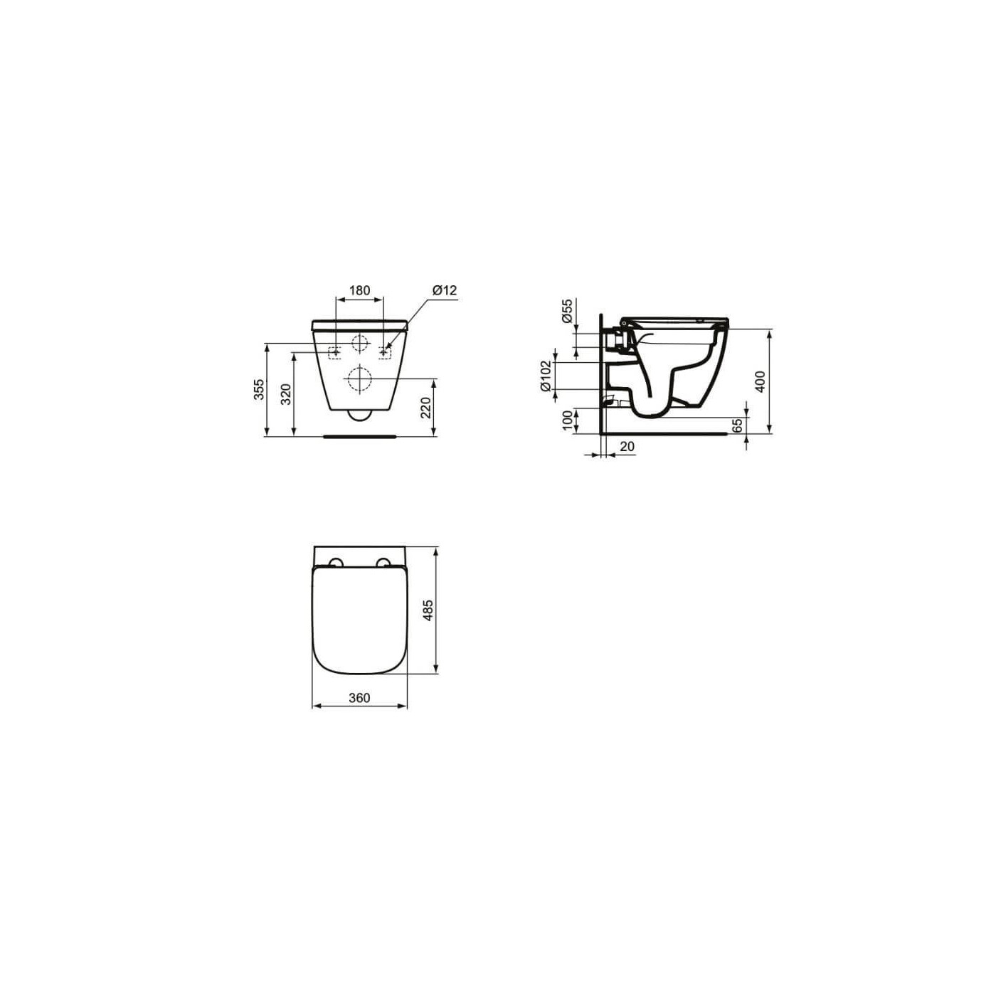 Miska Wisząca I.life S Rimless Z Deską Wolnoopadającą T459201+T473701 Ideal Standard
