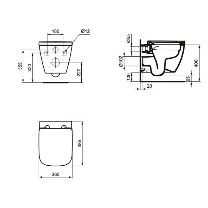 Miska Wisząca I.life S Rimless Z Deską Wolnoopadającą T459201+T473701 Ideal Standard