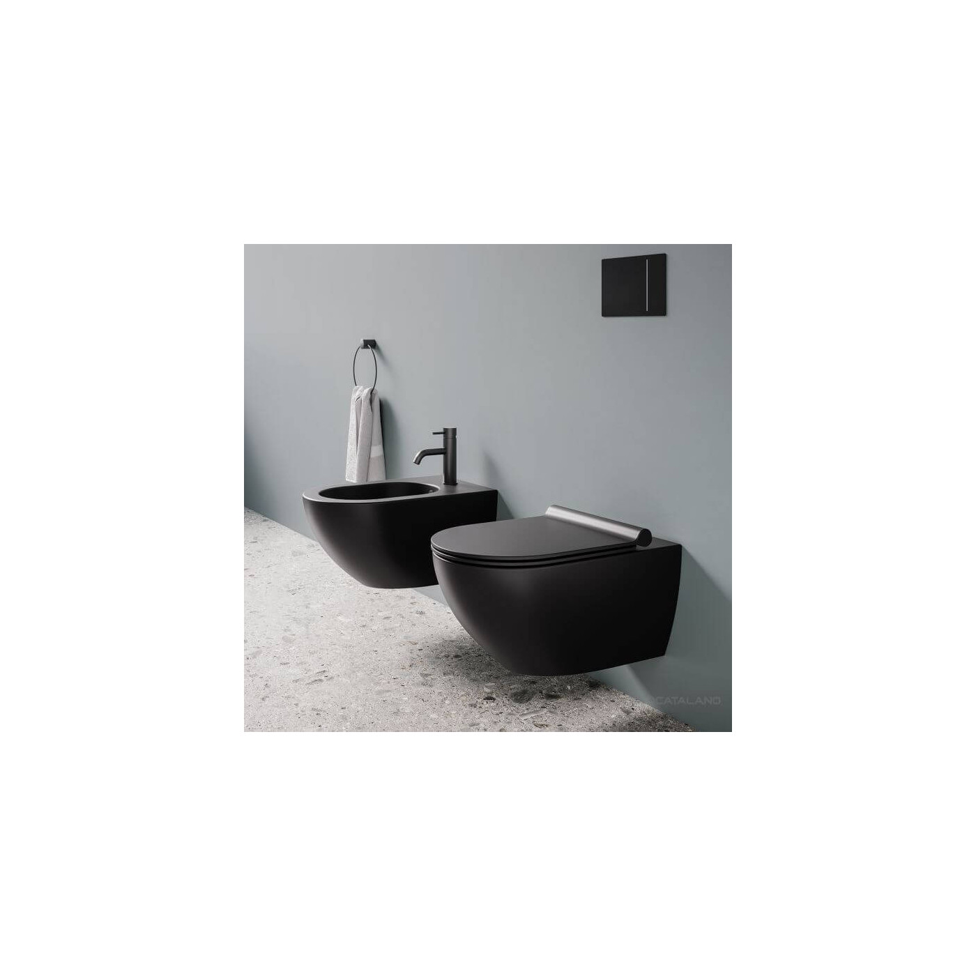 Miska Z Deską Wolnoopadającą Colori Czarny Mat 35x55 0511550022+5KFST00+5SCSTPNS Catalano