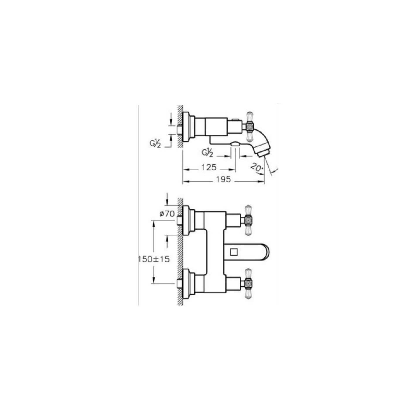 Bateria Swarowski Wannowo Prysznicowa A41666EXP Vitra