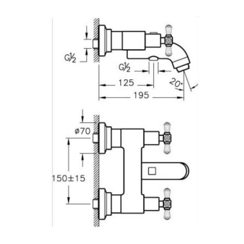 Bateria Swarowski Wannowo Prysznicowa A41666EXP Vitra