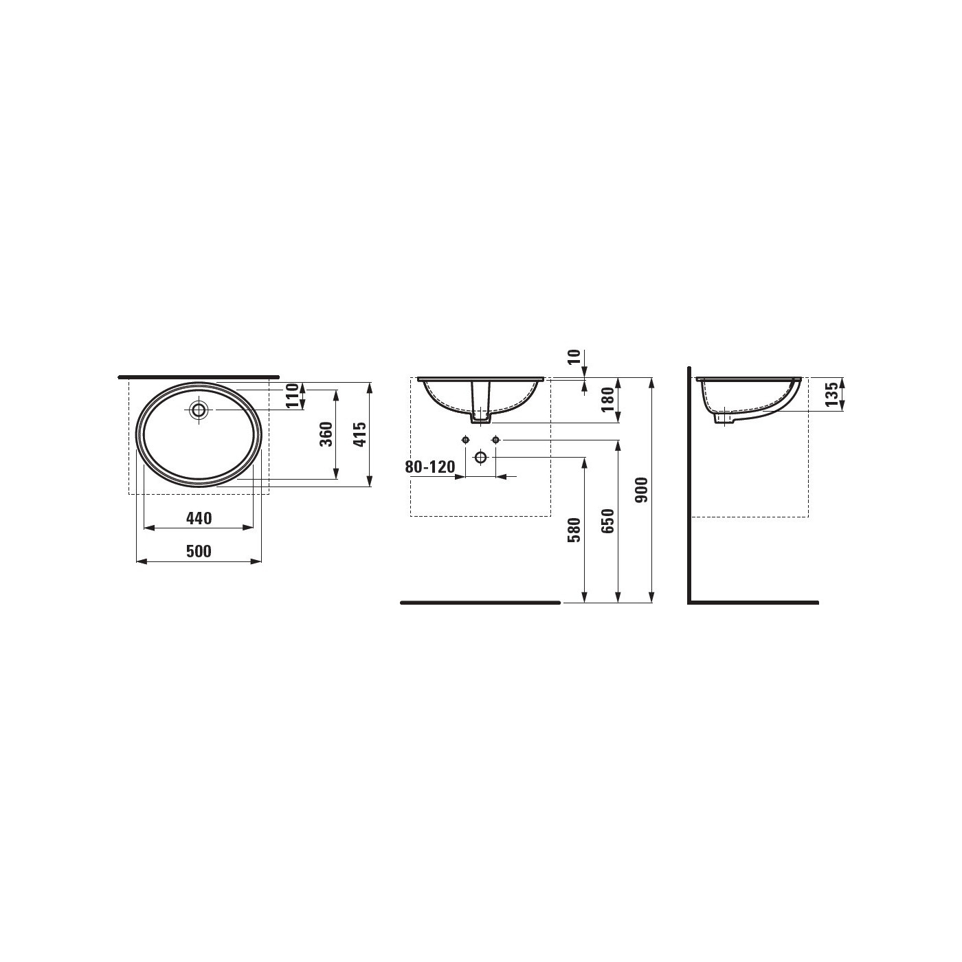 Umywalka Podblatowa Owalna 500x415 mm Savoy Biały H8189430001091 Laufen
