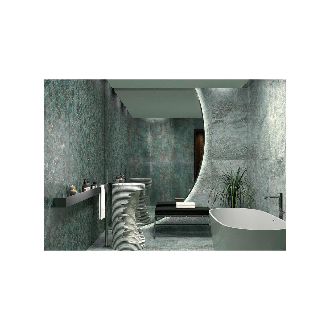Mozaika Metal Seagreen Hexagon Lappato 32,5x22,5 Tau Ceramica