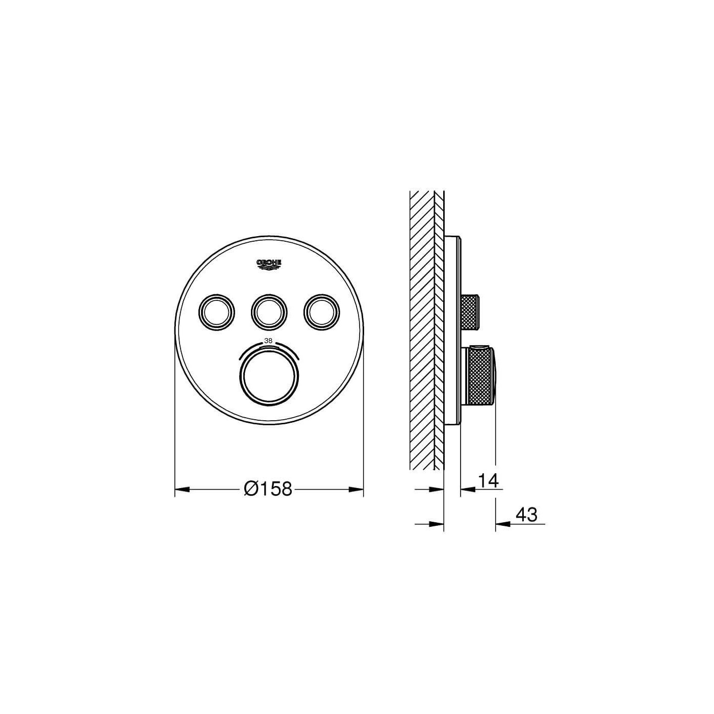 Bateria Termostatyczna Do Obsługi Trzech Wyjść Wody Grohtherm SmartControl Moon White 29904LS0 Grohe