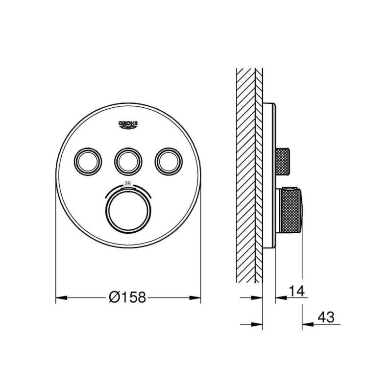 Bateria Termostatyczna Do Obsługi Trzech Wyjść Wody Grohtherm SmartControl Moon White 29904LS0 Grohe