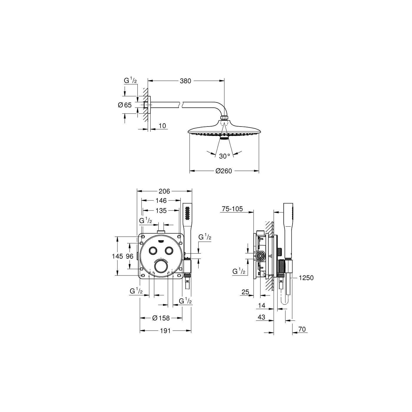 Podtynkowy Zestaw Prysznicowy Grohtherm SmartControl 34744000 Grohe