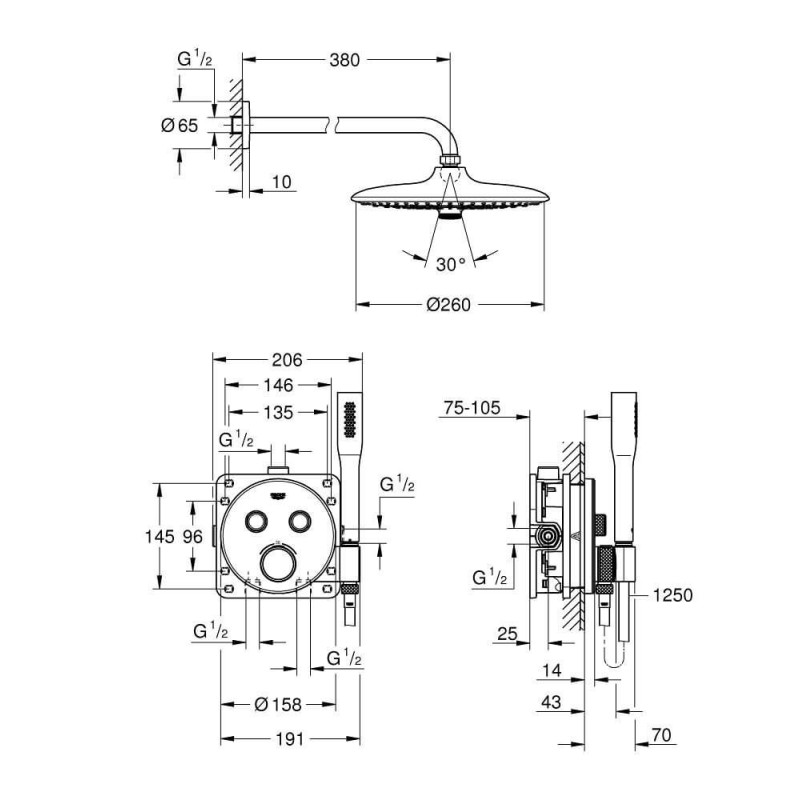 Podtynkowy Zestaw Prysznicowy Grohtherm SmartControl 34744000 Grohe