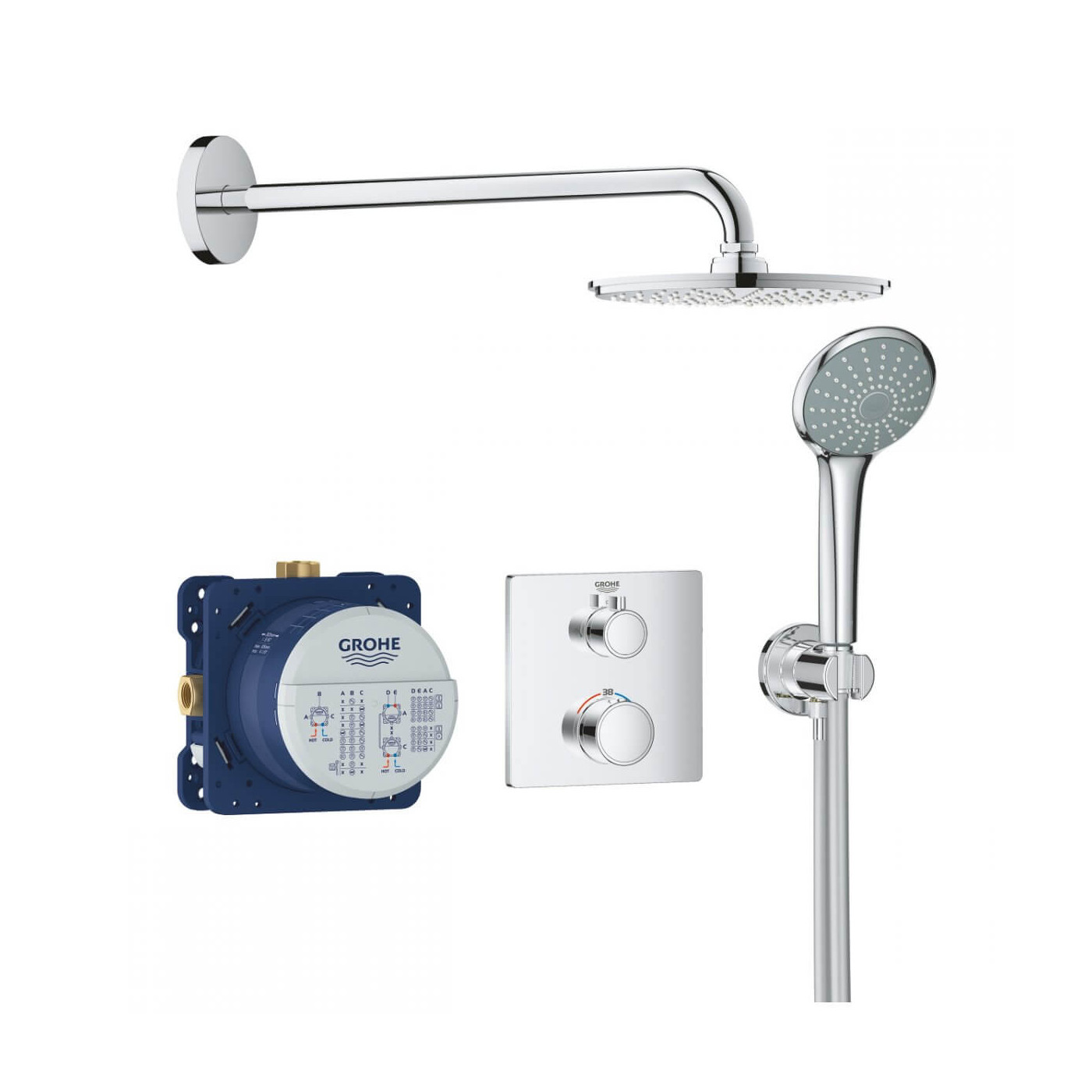 Podtynkowy Zestaw Prysznicowy Z Deszczownicą Rainshower Cosmopolitan 210 Grohtherm 34734000 Grohe