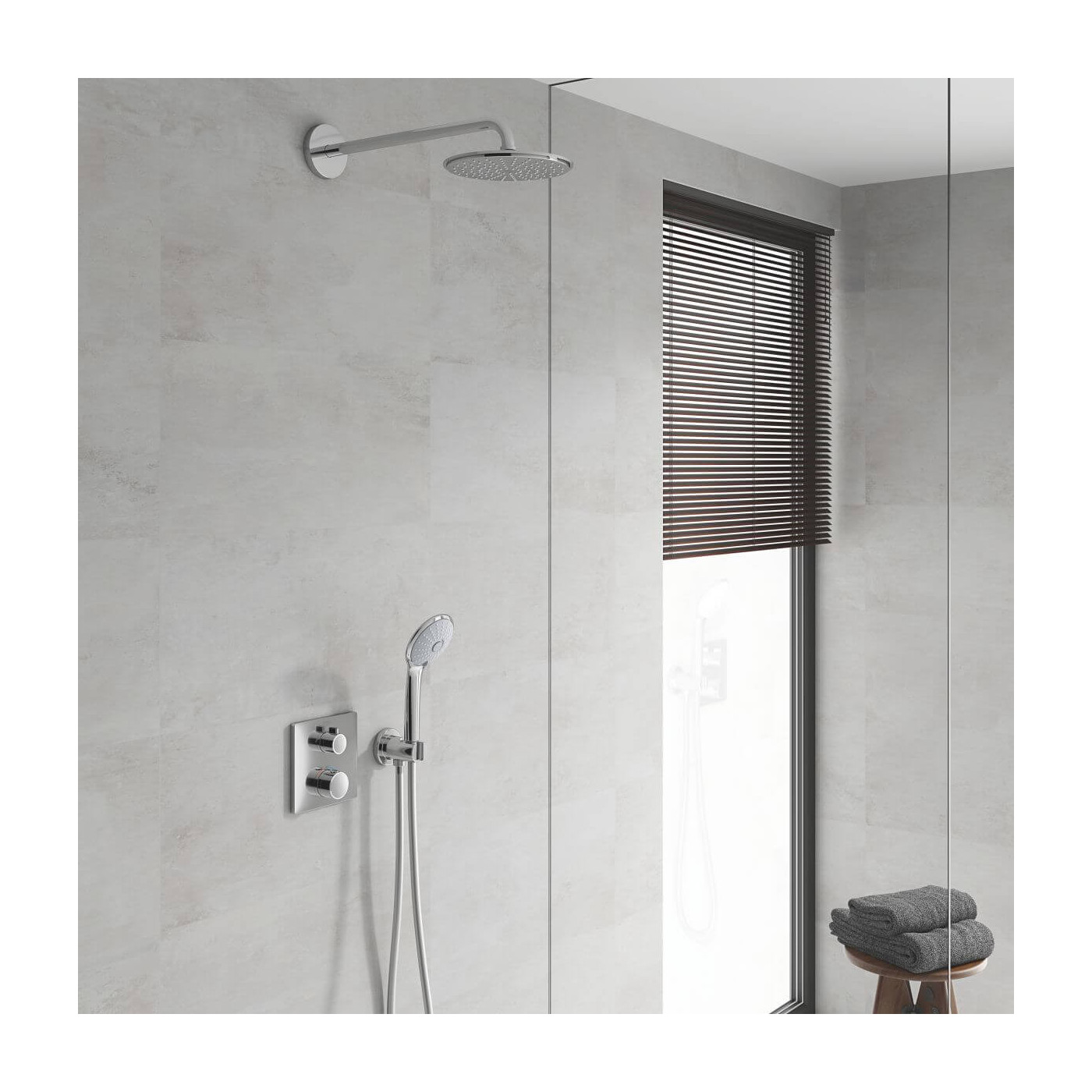 Podtynkowy Zestaw Prysznicowy Z Deszczownicą Rainshower Cosmopolitan 210 Grohtherm 34734000 Grohe
