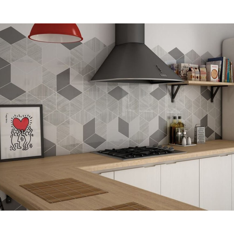 Dekor Rhombus Dark Grey 14x24 Equipe