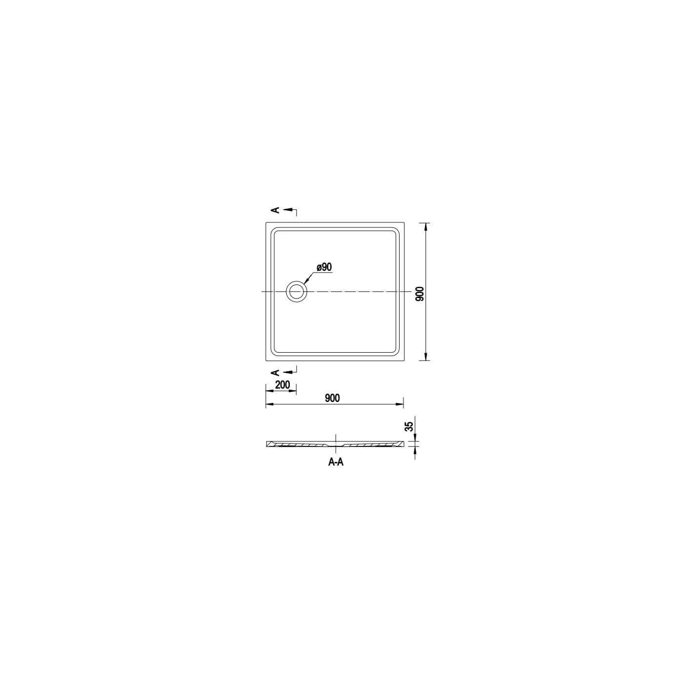 Brodzik Kwadratowy Konglomerat Pure PURE0005 90x90 Emporia