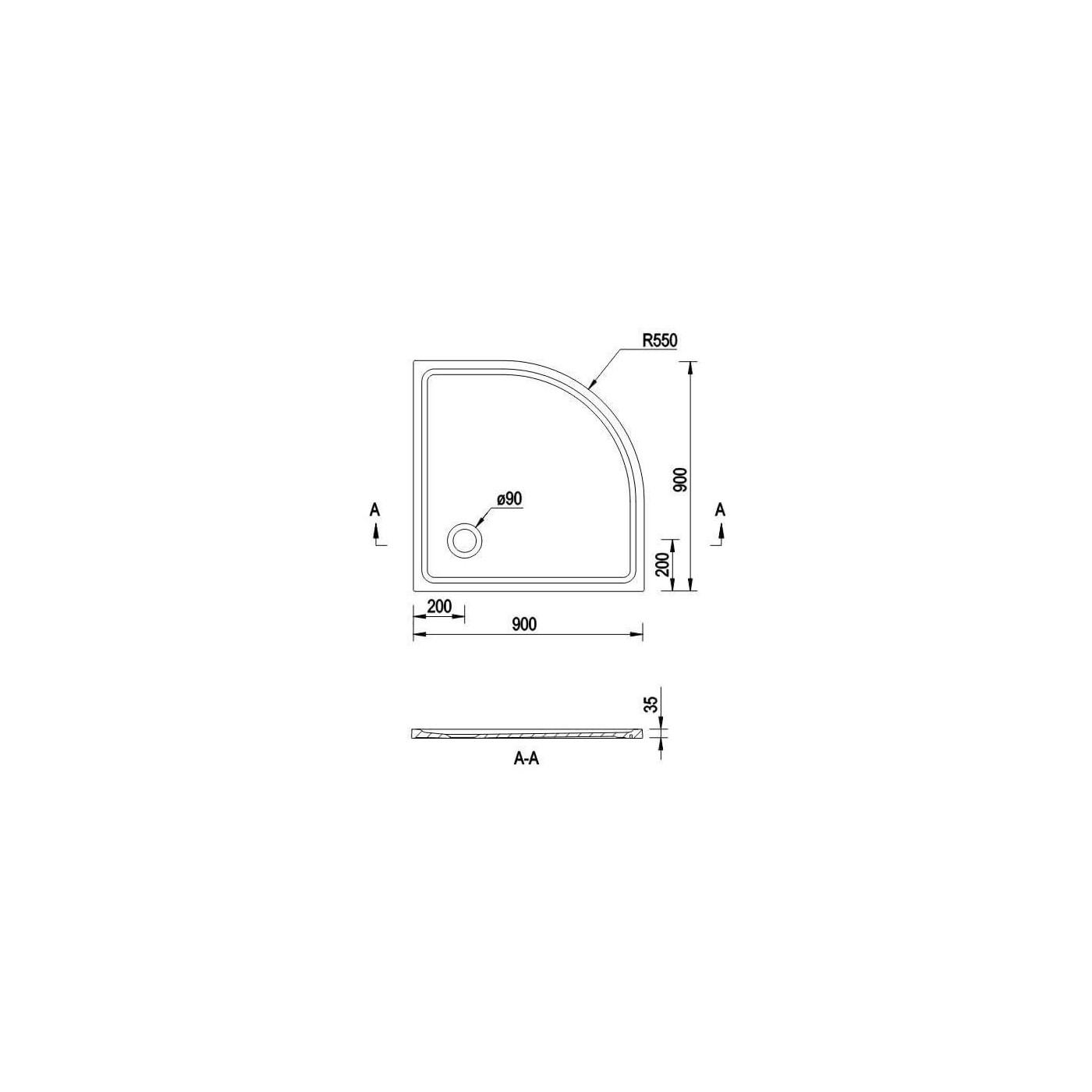 Brodzik Półokrągły Konglomerat Pure 90x90 PURE0004 Emporia