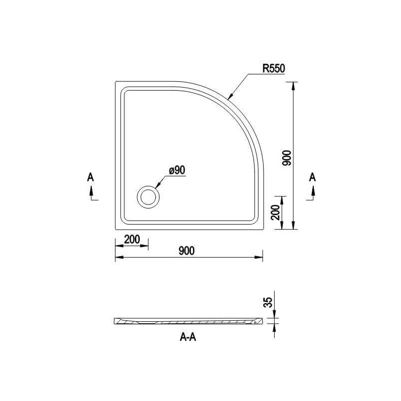 Brodzik Półokrągły Konglomerat Pure 90x90 PURE0004 Emporia