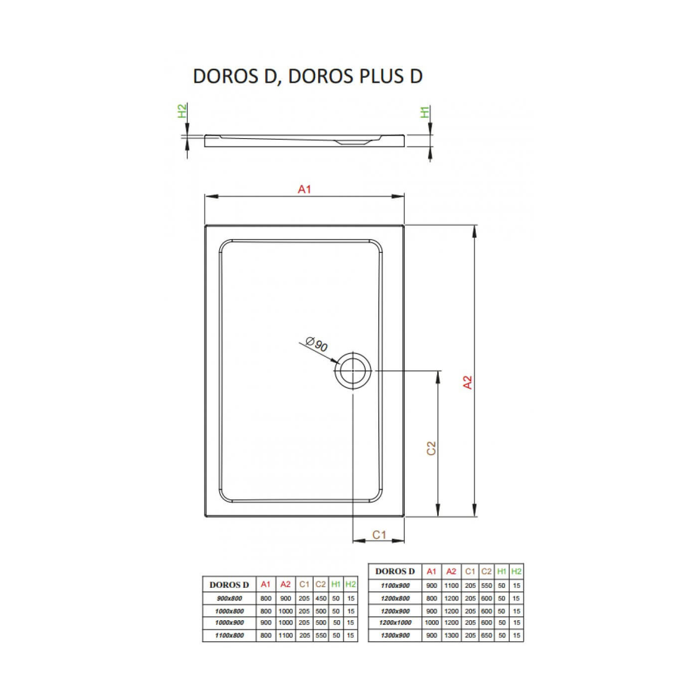 Brodzik Prostokątny DOROS 110x90 SDRD1190-01 Radaway