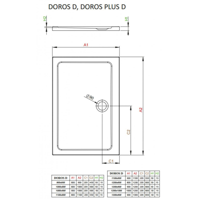 Brodzik Prostokątny Doros D 120x80 SDRD1280-01 Radaway