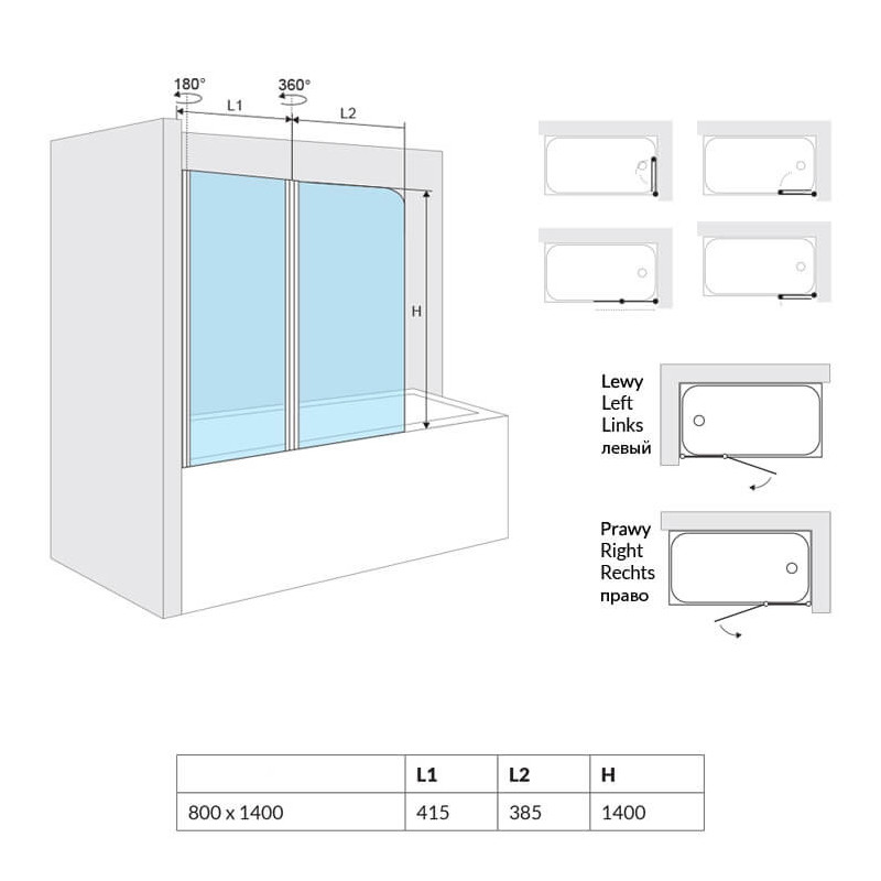 Parawan Nawannowy Fliper Lewy 80x140 KAAX.1309.800.LE Excellent