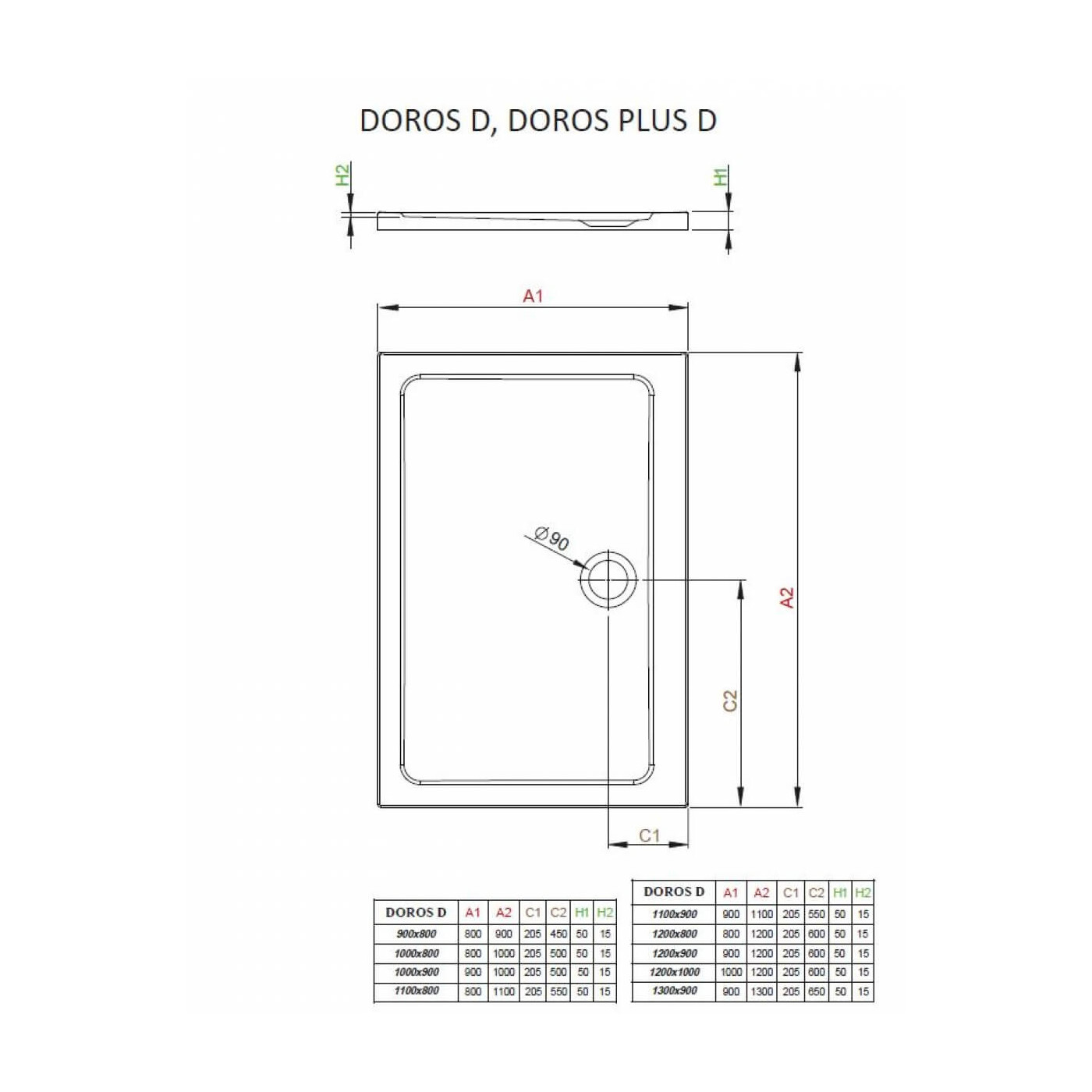 Brodzik Doros D 100x90 SDRD1090-01 Radaway