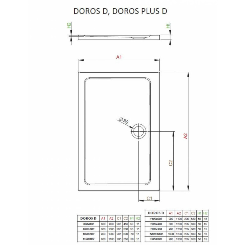 Brodzik Doros D 100x90 SDRD1090-01 Radaway