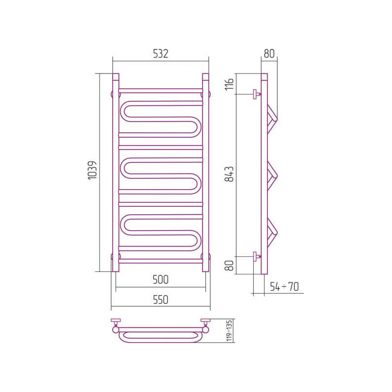 Grzejnik Dekoracyjny Elegy 1039x532 Stal Polerowana 50037 Sunerzha