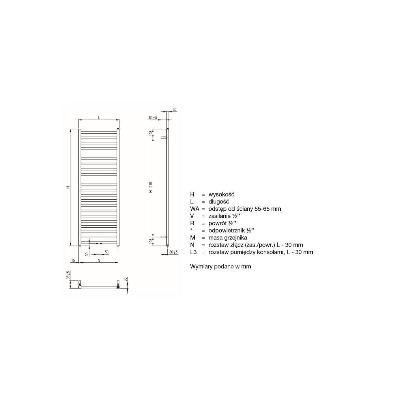 Grzejnik Vision Black Mat QV120-050-05 Zehnder