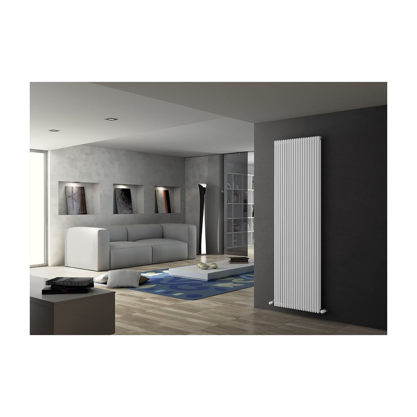 Grzejnik Arpa 2 (18mm) pionowy NERO SATINATO 1820x271 Irsap