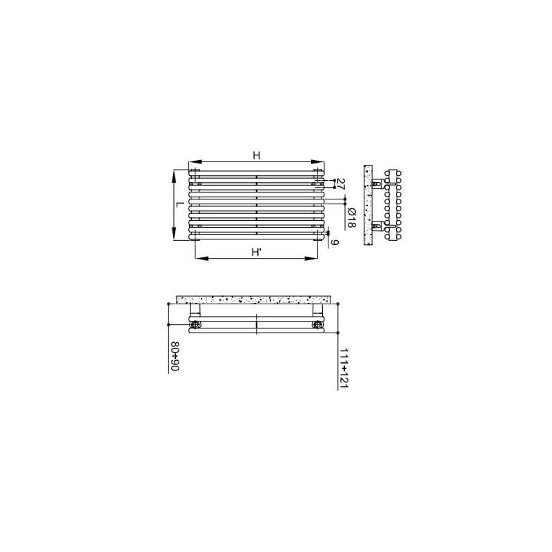 Grzejnik Arpa 2 (18mm) pionowy NERO SATINATO 1820x271 Irsap